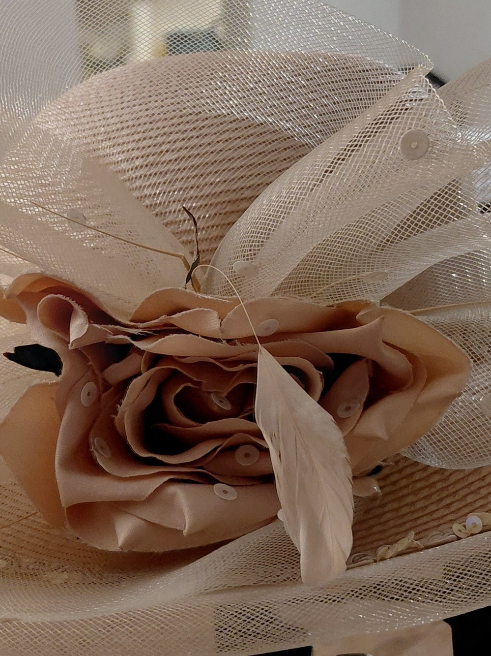 Neutral Beige Floral Fascinator Hat for Women
